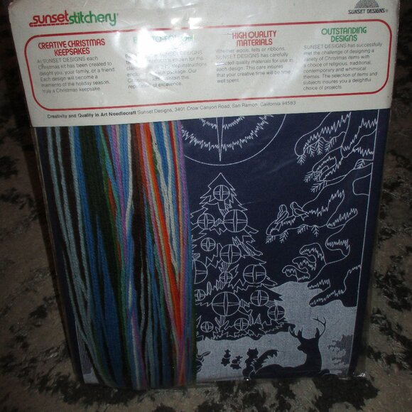 RARE Sunset Stitchery Vintage Christmas Kit Enchanted Forest  1980  #2083 - Picture 3 of 5